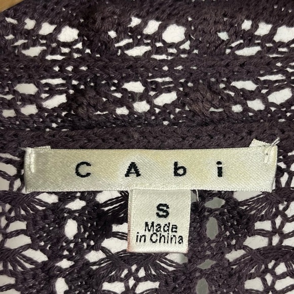 CAbi Small Timeless Cascading Open Front Crochet Cardigan Purple Boho Open Knit - Picture 4 of 8